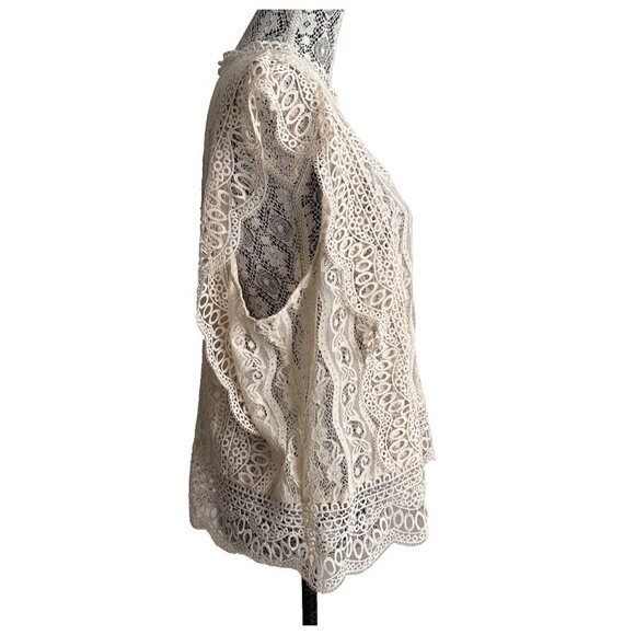 Lauren Conrad Women’s top Cream Ivory Lace Blouse sleevless BOHO romantic XXL - Picture 6 of 10